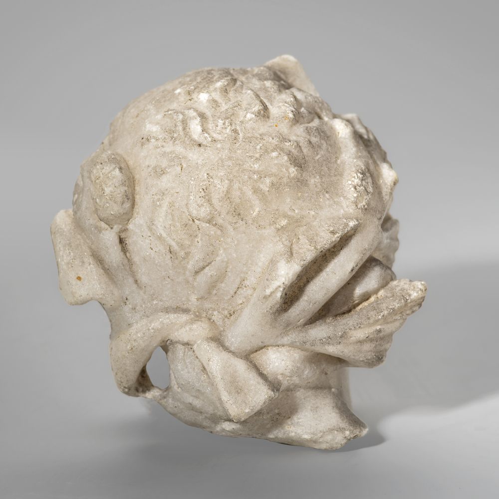 Tête couronnée d’une branche de pin